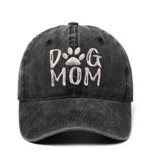Dog Mom Embroidered Cotton Baseball Hat - 100% Cotton Vintage Baseball Cap - Adj
